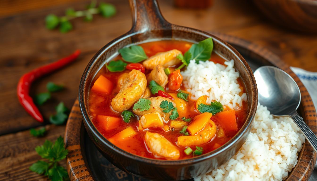 Spicy Chicken Soup with Rice