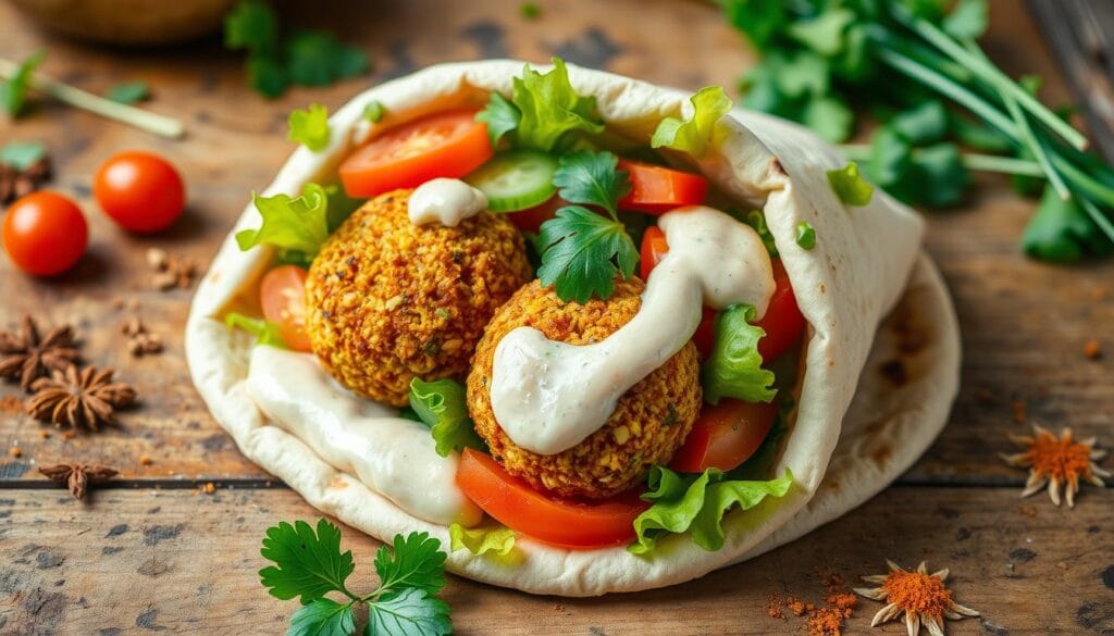 vegan falafel wrap